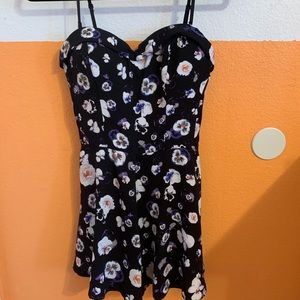 Black floral romper
